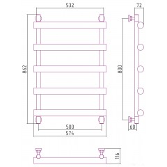 Полотенцесушитель Сунержа Атлант 800х500 15-0226-8050