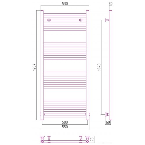 Полотенцесушитель Сунержа Модус 1200х500 8025-0250-1250