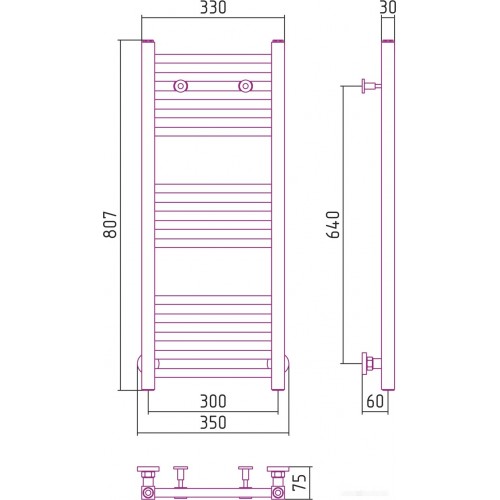 Полотенцесушитель Сунержа Модус 800x300 00-0250-8030
