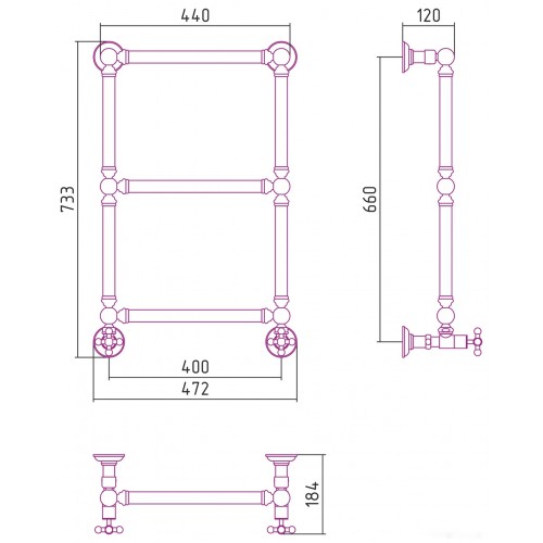 Полотенцесушитель Сунержа Ренессанс 1304 660х400 12-0280-6640