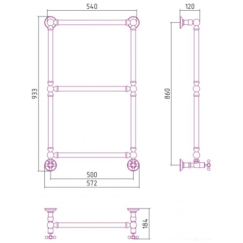 Полотенцесушитель Сунержа Ренессанс 1304 860х500 032-0280-8650
