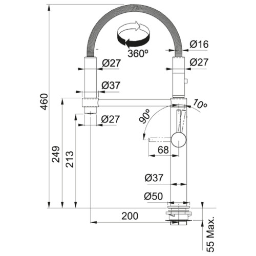 Смеситель Franke Pescara 360 хром 115.0393.976