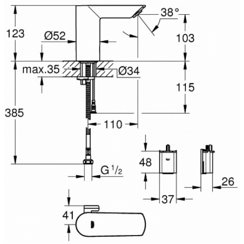 Смеситель Grohe Bau Cosmopolitan E 36451000 для раковины