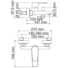 Смеситель Wasserkraft Dill 6101 для ванны с душем