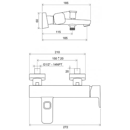 Смеситель Ravak 10° TD 022.00 /150 [X070065]