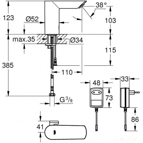 Смеситель Grohe Bau Cosmopolitan E 36453000