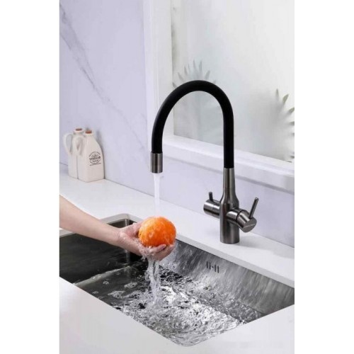 Смеситель Paulmark Salix Sa213419-GM (черный/вороненая сталь)