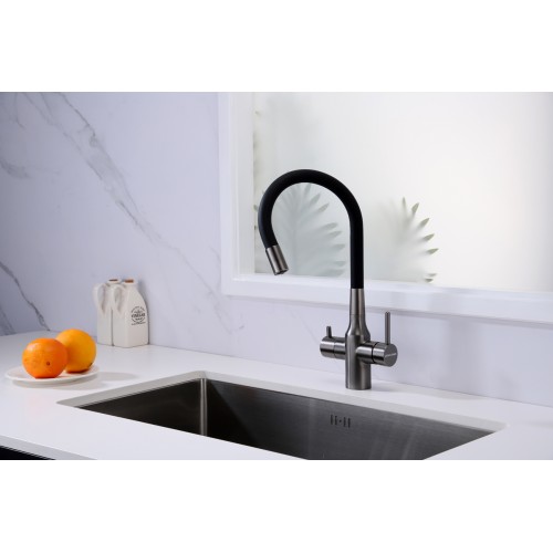 Смеситель Paulmark Salix Sa213419-GM (черный/вороненая сталь)