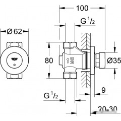 Вентиль Grohe Euroeco Cosmopolitan T 36268000