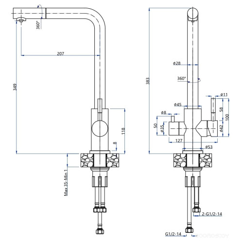 Смеситель GranFest QUARZ GF-Z5421 черный