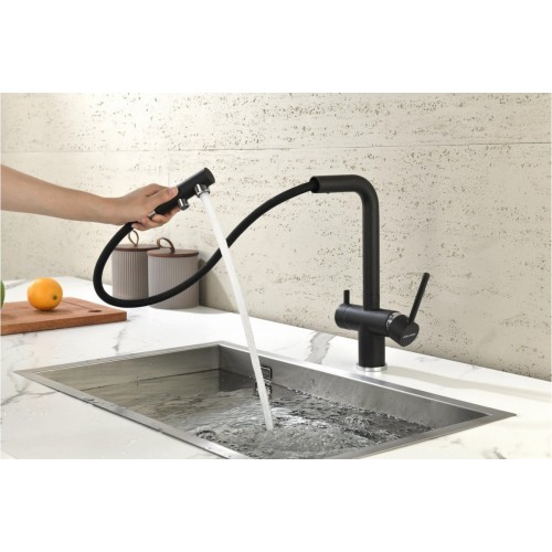 Смеситель Paulmark Serpentine Se213222-GM (вороненая сталь)