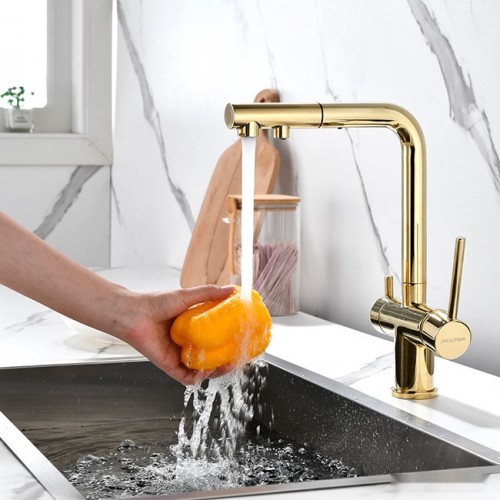 Смеситель Paulmark Serpentine SE213222-G (золото)