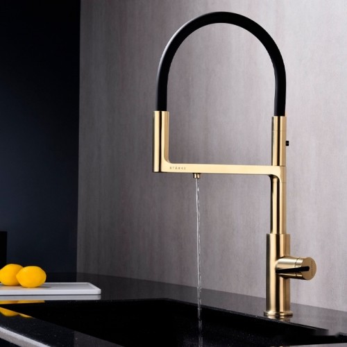 Смеситель Paulmark Tornado TO213402-SBG (светло брашированное золото)