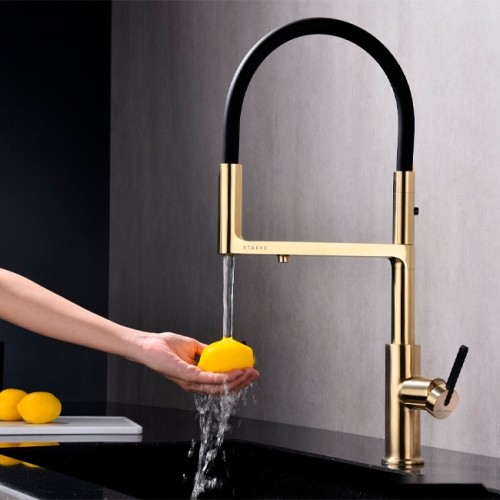 Смеситель Paulmark Tornado TO213402-SBG (светло брашированное золото)