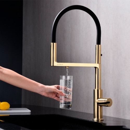 Смеситель Paulmark Tornado TO213402-SBG (светло брашированное золото)