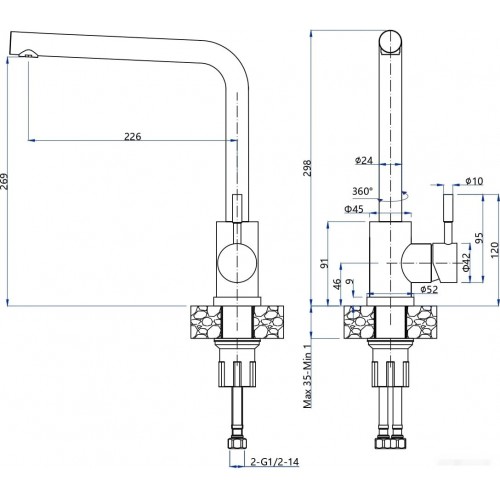 Смеситель GranFest Quarz GF-Z5411 (темно-серый)