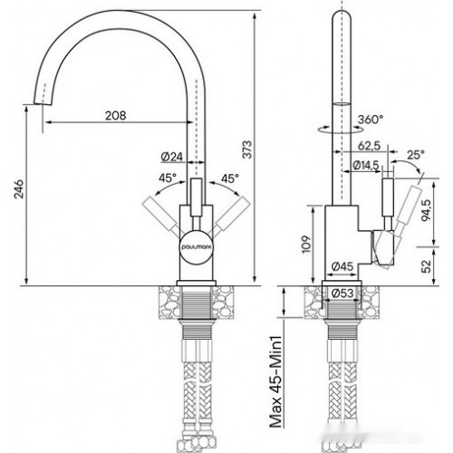 Смеситель Paulmark Holstein HO212063-DG (графит)