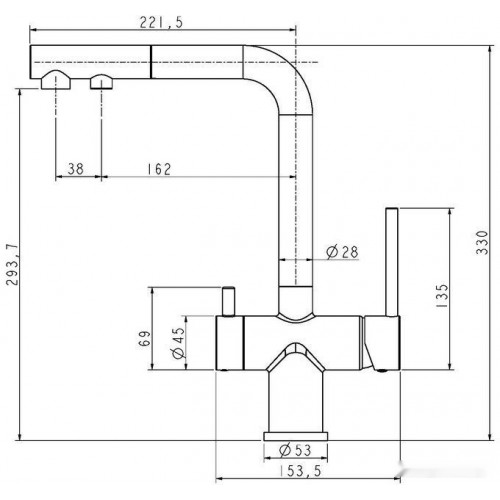Смеситель Paulmark Serpentine Se213222-418 (черный/черный металлик)