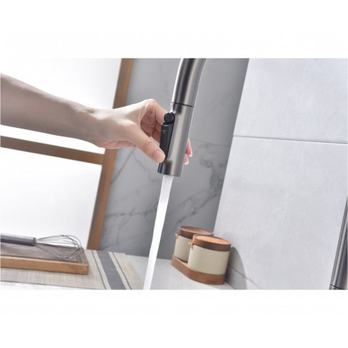 Смеситель Paulmark Iniversal Un213880-GM (черный/вороненая сталь)