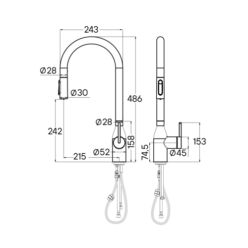 Смеситель Paulmark Iniversal Un213880-GM (черный/вороненая сталь)
