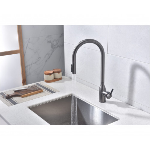 Смеситель Paulmark Iniversal Un213880-GM (черный/вороненая сталь)