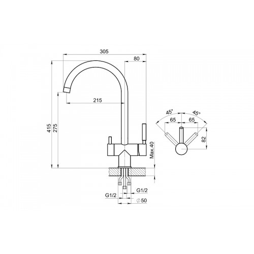 Смеситель Granula GR-7104 (графит матовый)
