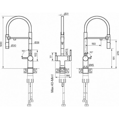 Смеситель Paulmark Gravity Gr213888-GM (черный/вороненая сталь)