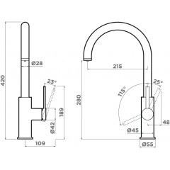 Смеситель Omoikiri Okawa 2 Plus-GM (вороненая сталь)