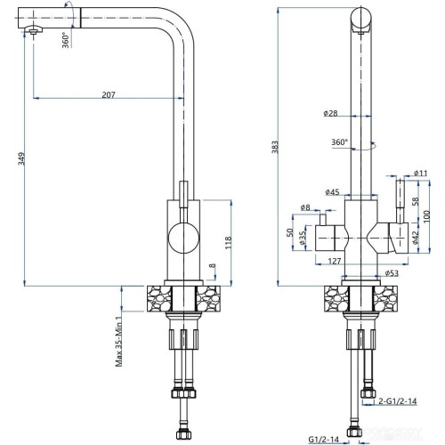 Смеситель GranFest QUARZ GF-Z5421 (серый)