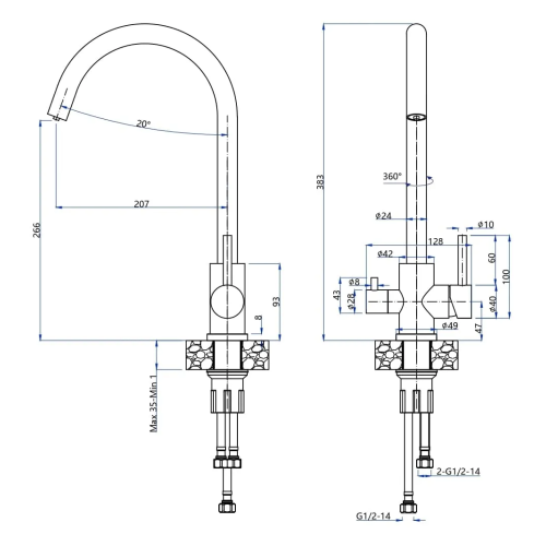 Смеситель GranFest Quarz GF-Z5420 PVD графит