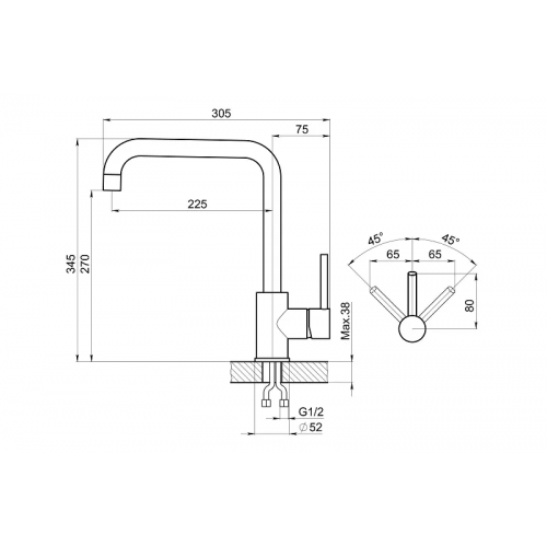 Смеситель Granula GR-7110 (сталь матовая)