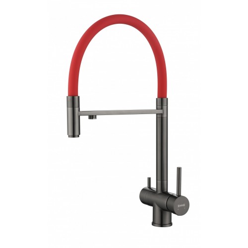 Смеситель Zorg Asgard Premium Gunblack Red hose