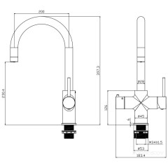 Смеситель Artisan 4 в 1 AQUAHOT MILAN BMG (AH-1163C-BMG)