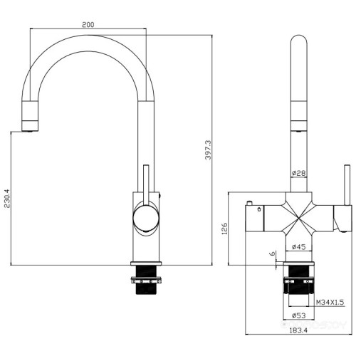 Смеситель Artisan 4 в 1 AQUAHOT MILAN LG (AH-1163C-LG)