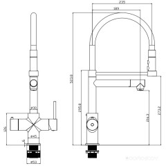 Смеситель Artisan 4 в 1 AQUAHOT ROME LG (AH-1169-LG)