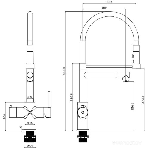 Смеситель Artisan 4 в 1 AQUAHOT ROME LG (AH-1169-LG)