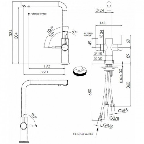 Смеситель Franke Neptune Clear Water Миндаль