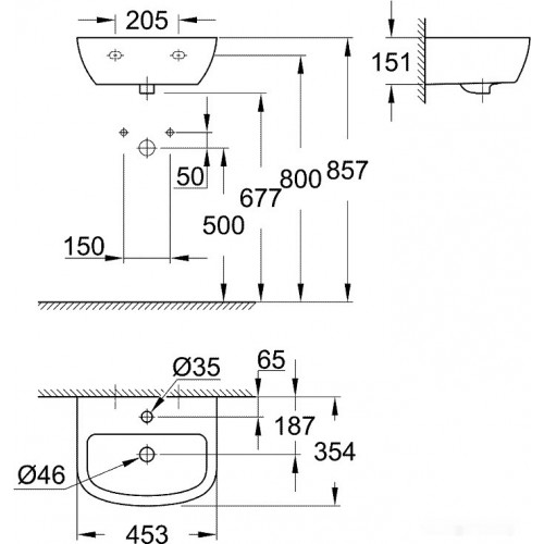 Умывальник Grohe 39424000 45.3x35.4