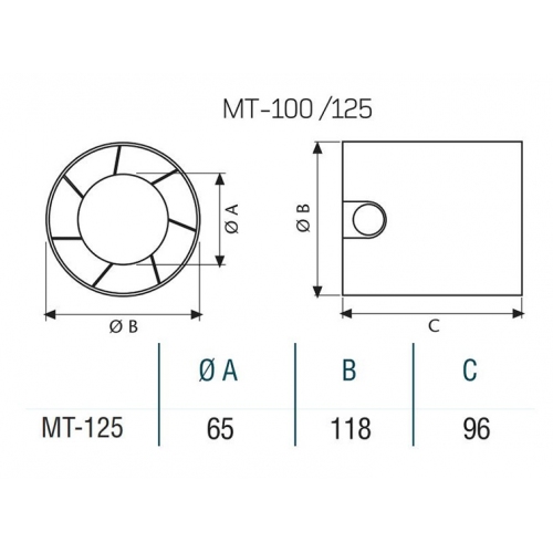 Вытяжной вентилятор CATA MT-125