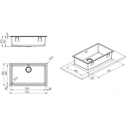 Кухонная мойка Smeg VZP76B