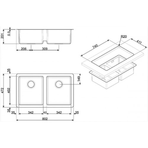 Кухонная мойка Smeg VSTR3434-2