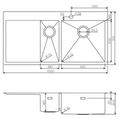 Кухонная мойка Omoikiri Akisame 100-2-IN-R
