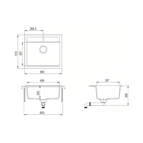 Кухонная мойка AquaSanita Quadro SQQ100 601 black metallic