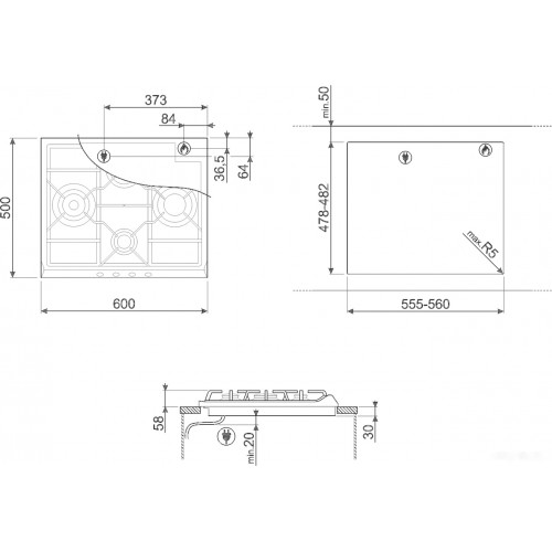 Варочная панель Smeg SR264XGH2