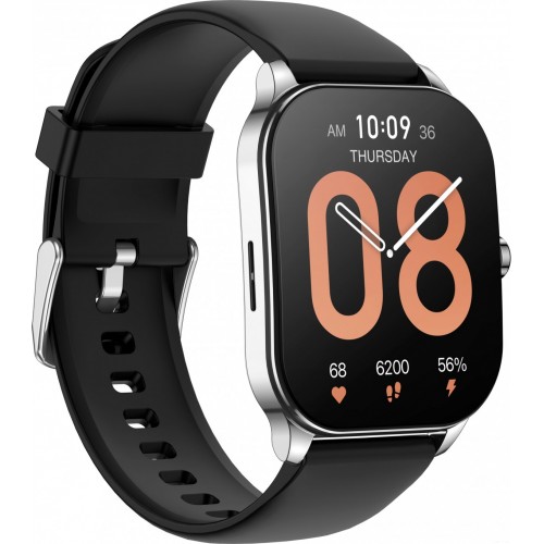 Умные часы Amazfit Pop 3S (серебристый, с силиконовым ремешком)