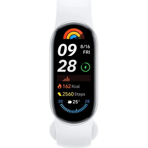 Фитнес-браслет Xiaomi Smart Band 9 (серебристый, с белым силиконовым ремешком, международная версия)