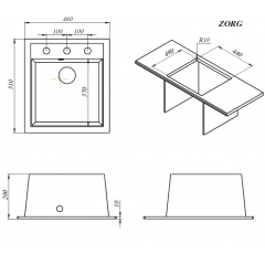 Кухонная мойка Zorg Rock 46 Premium black metallic