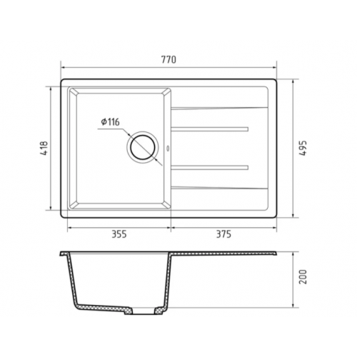 Кухонная мойка GranFest Quadro GF-Q780L (кашемир)