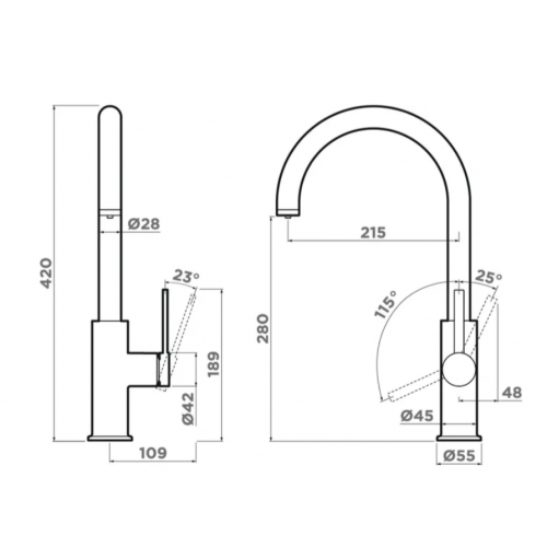 Смеситель Omoikiri Okawa 2 Plus-BN (нержавеющая сталь)
