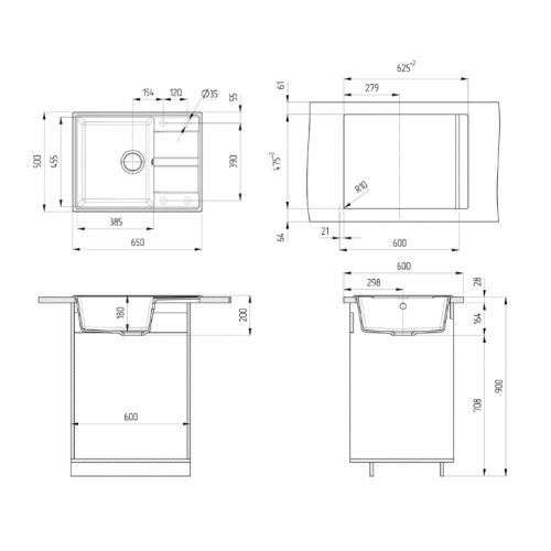 Кухонная мойка Maunfeld Lacrima 650 MFQS-650B